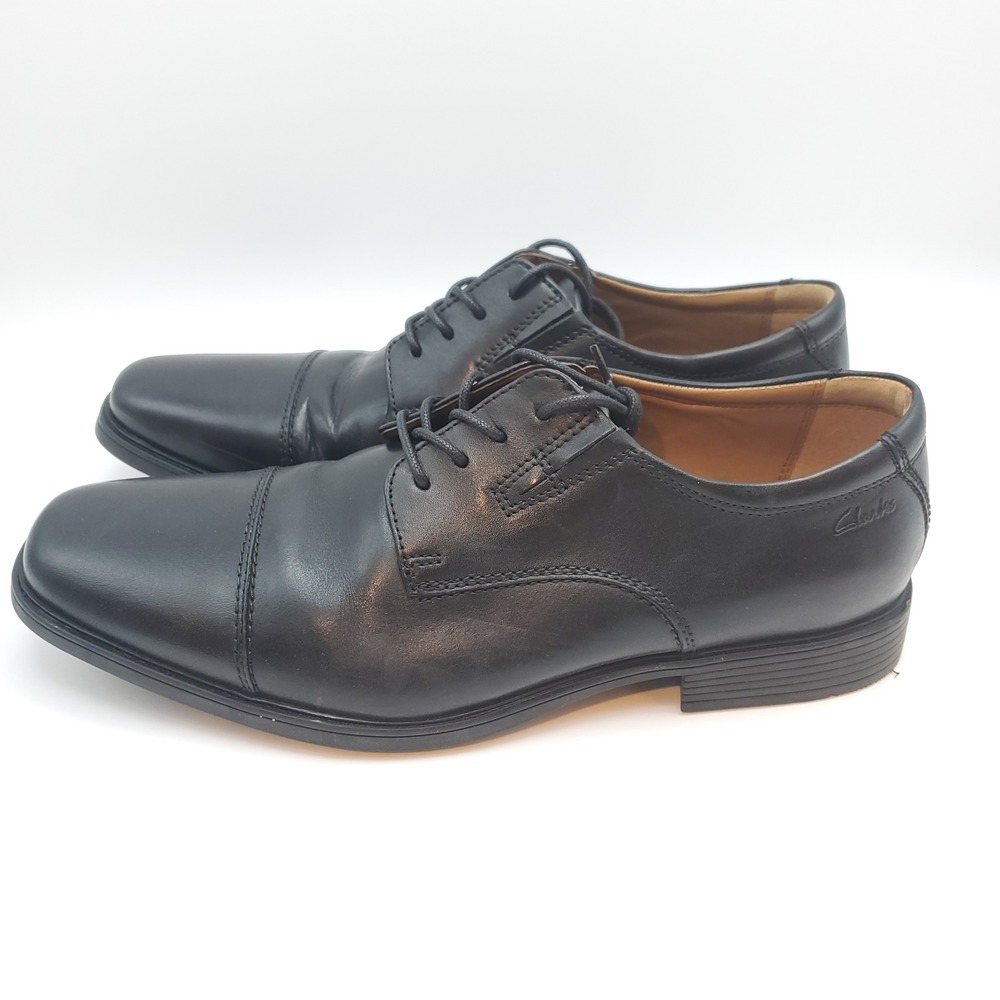 Clarks Tilden Cap Black Leather Oxford Dress Shoes Men's Size 8.5 - Picture 7 of 11